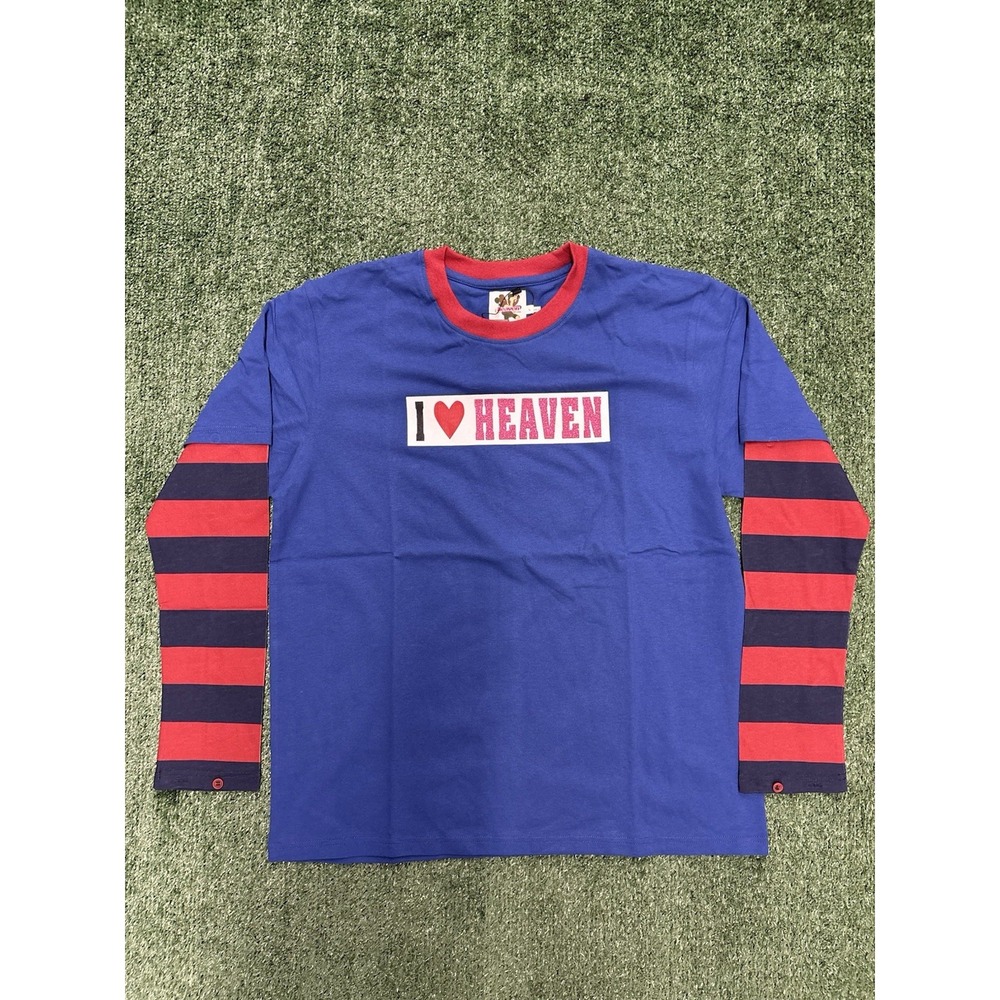 Heaven By Marc Jacobs I Love Heaven Layered Long Sleeve Tee Blue Multi Large NWT